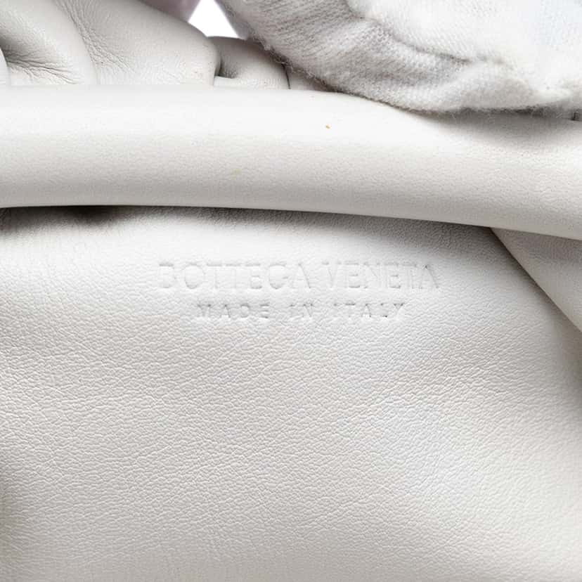 Bottega Veneta Lambskin The Mini Pouch Crossbody White Leather Very good condition - Box View