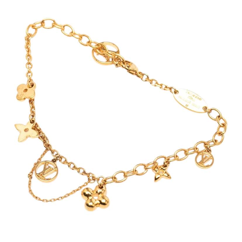 Louis Vuitton Gold Plated Monogram Blooming Supple Bracelet Gold Metal Very good condition - Back View