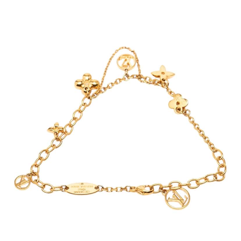 Louis Vuitton Gold Plated Monogram Blooming Supple Bracelet Gold Metal Very good condition - Inside View