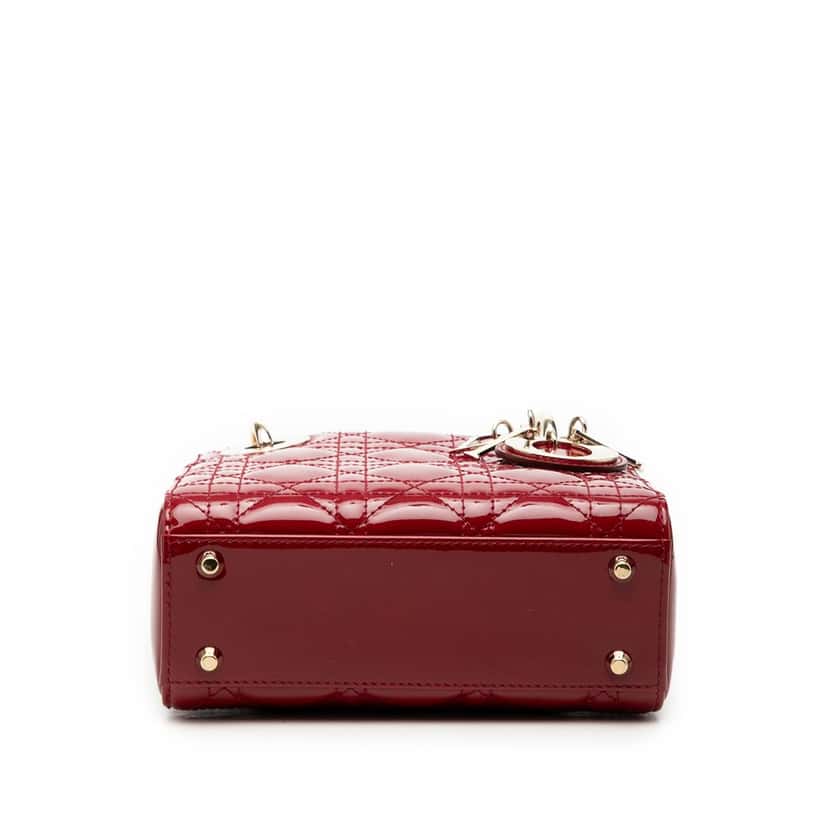Dior Mini Patent Cannage Lady Dior Red Leather Very good condition - Inside View
