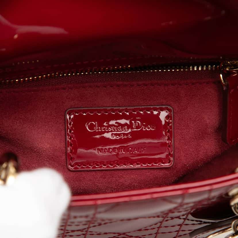Dior Mini Patent Cannage Lady Dior Red Leather Very good condition - Box View