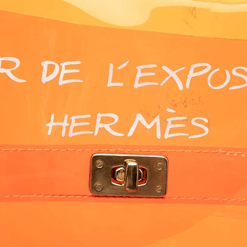 Hermès Vinyl Souvenir De L Exposition Kelly Handbag Orange Plastic Very good condition - Box View