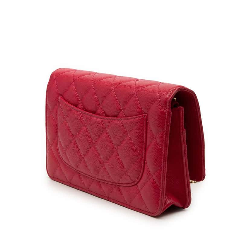 Chanel Quilted Caviar Reissue 2.55 Wallet On Chain Red Leather Very good condition - Back View