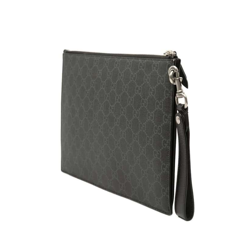 Gucci GG Supreme Kingsnake Clutch Black Very good condition - Back View