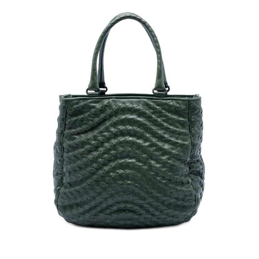 Bottega Veneta Large Nappa Intrecciato Maggiore Tote Green Leather Very good condition - Front View