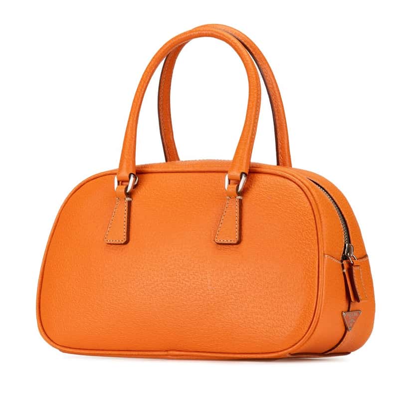 Prada Mini Cinghiale Satchel Orange Leather Very good condition - Back View