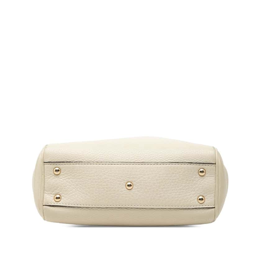 Gucci Mini Calfskin Bamboo Shopper Satchel White Leather Very good condition - Inside View
