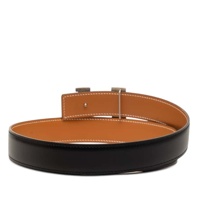 Hermès Box Calf Constance H Martelee Reversible Belt Black Leather Very good condition - Inside View