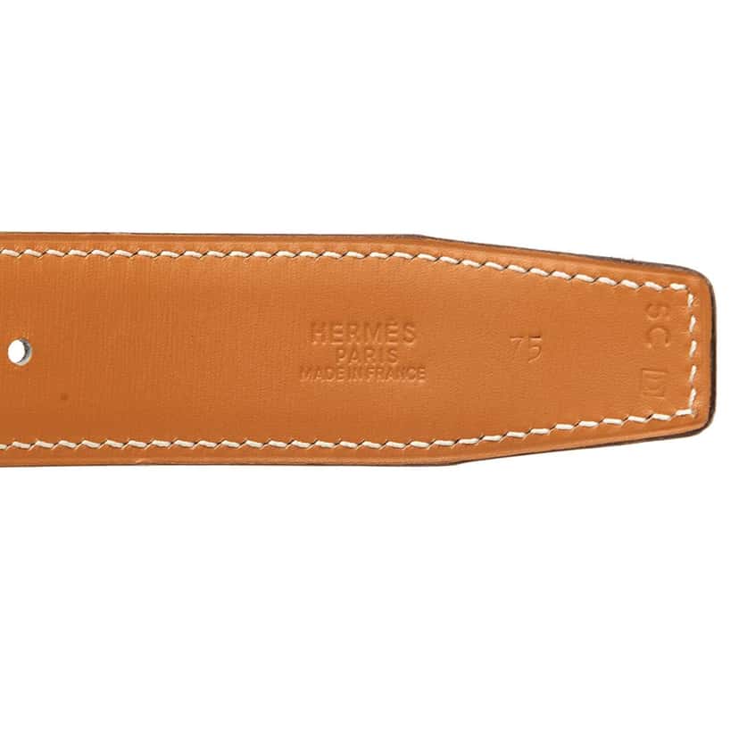 Hermès Box Calf Constance H Martelee Reversible Belt Black Leather Very good condition - Box View