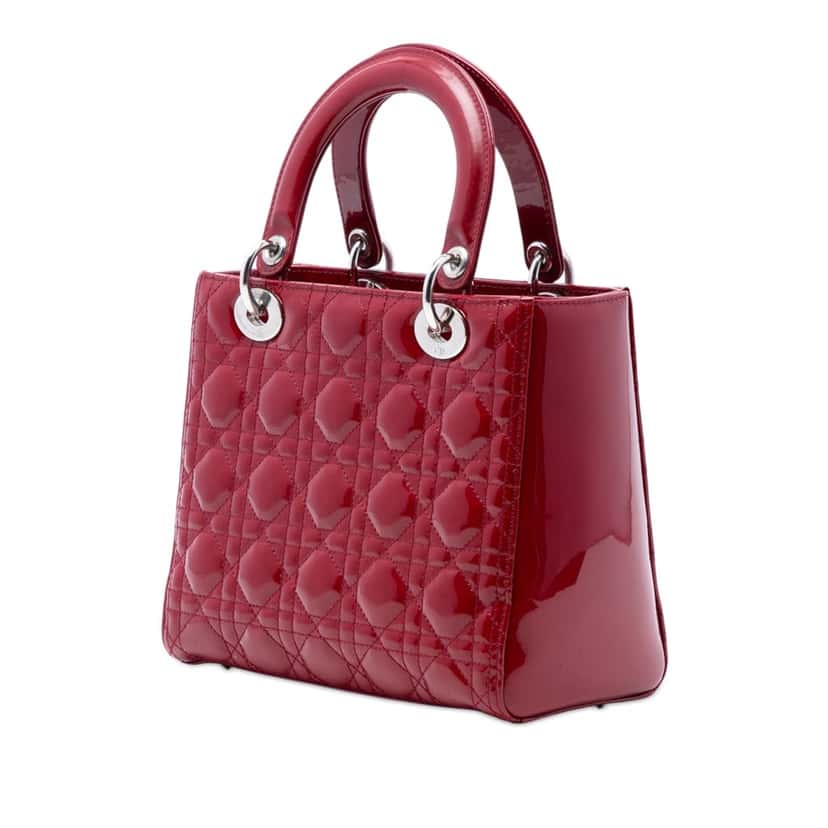 Dior Medium Patent Cannage Lady Dior Red Leather Very good condition - Back View