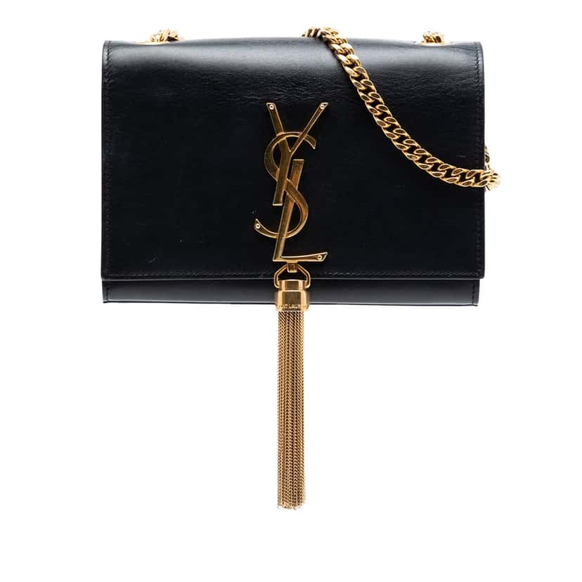 Saint Laurent Small Smooth Calfskin Monogram Kate Tassel Crossbody Black Leather Very good condition - Front View