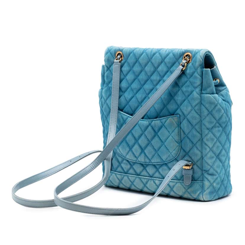 Chanel Large Denim Urban Spirit Backpack Blue Very good condition - Back View
