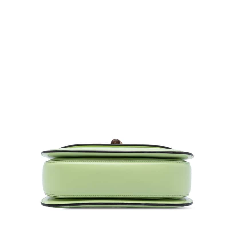 Gucci Small Calfskin 1947 Bamboo Top Handle Bag Green Leather Very good condition - Inside View