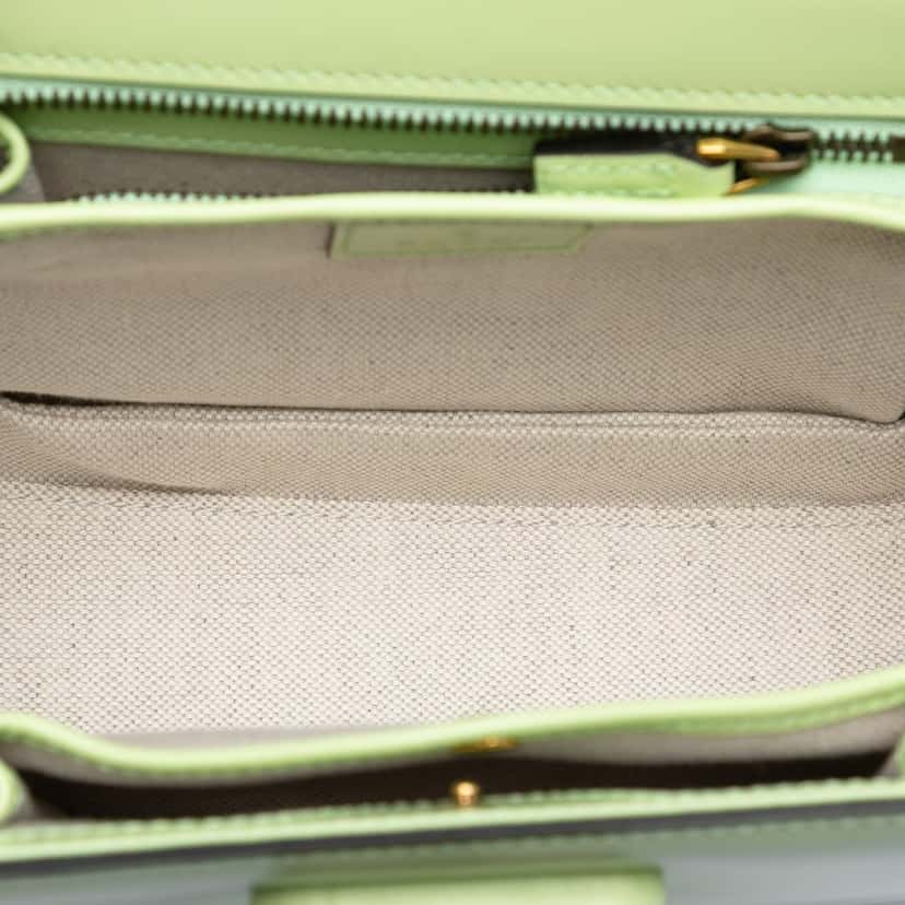Gucci Small Calfskin 1947 Bamboo Top Handle Bag Green Leather Very good condition - Model View