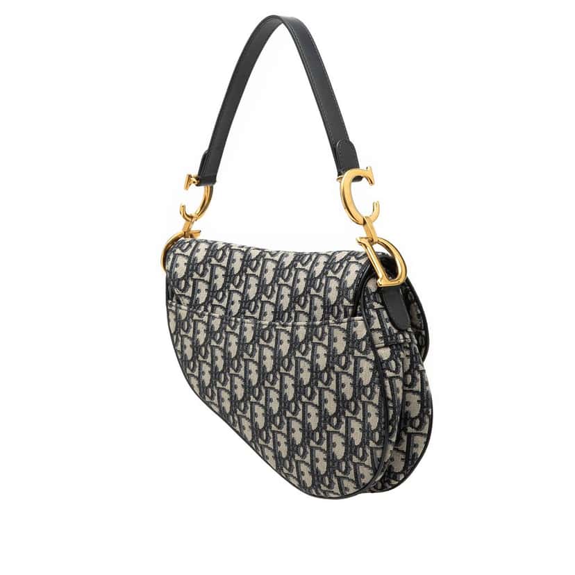 Dior Oblique Canvas Saddle Bag Blue Very good condition - Back View