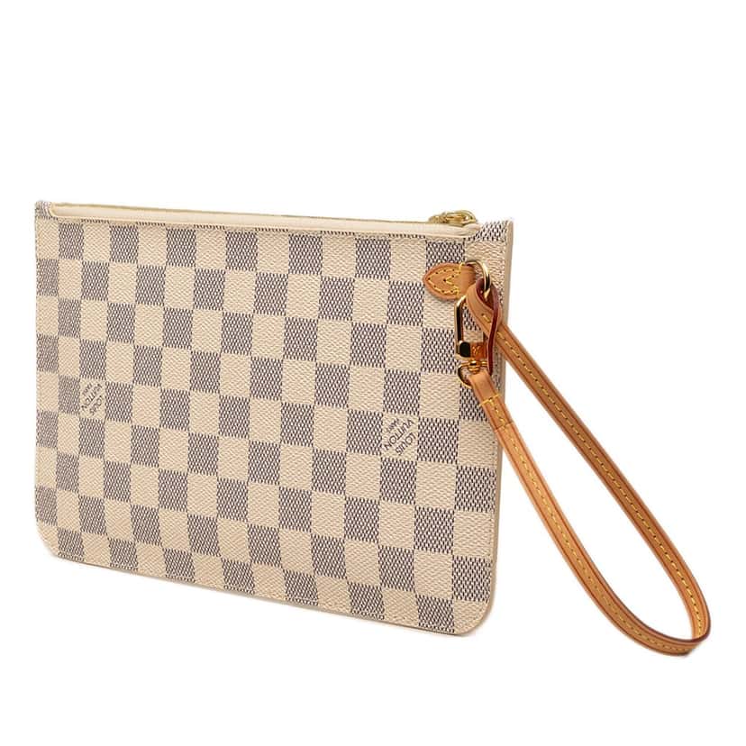 Louis Vuitton Damier Azur Neverfull MM Pouch White Very good condition - Back View