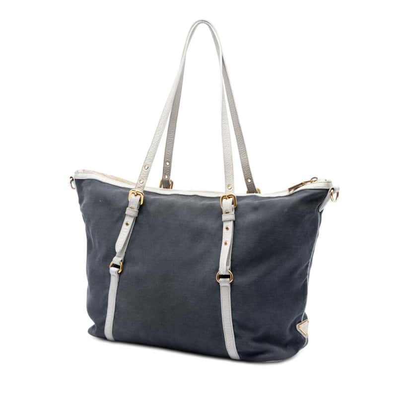 Prada Canvas Canapa Logo Satchel Blue Good condition - Back View
