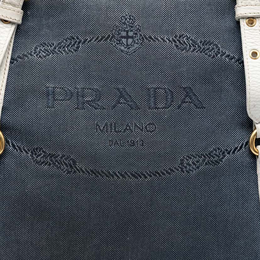 Prada Canvas Canapa Logo Satchel Blue Good condition - Box View