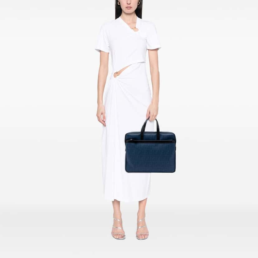 Fendi Zucca Spalmati Business Bag Blue Very good condition - Box View