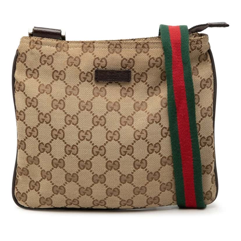 Gucci GG Canvas Web Crossbody Beige Very good condition - Front View