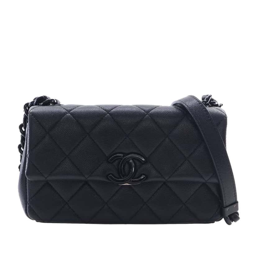 Chanel Small Quilted Caviar My Everything Flap Black Leather Very good condition - Front View