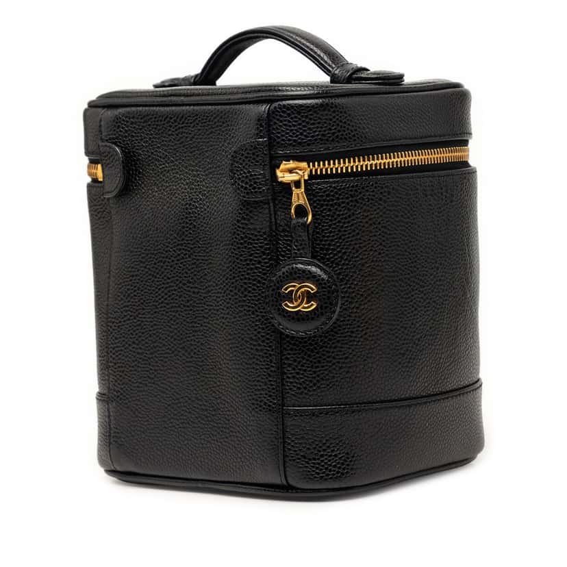 Chanel CC Caviar Vanity Bag Black Leather Very good condition - Back View