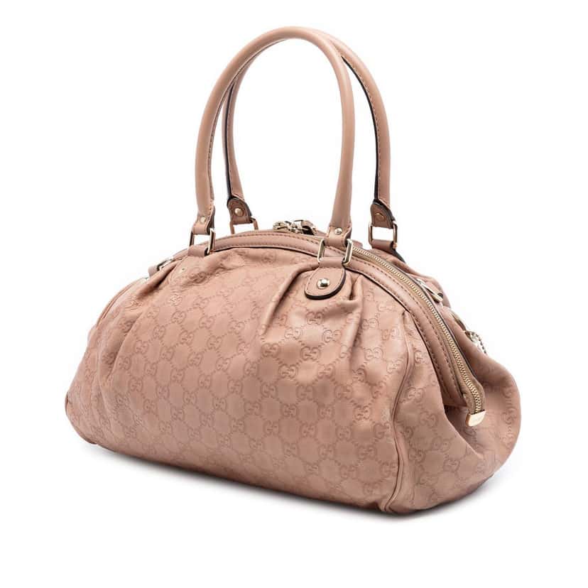 Gucci Guccissima Sukey Satchel Pink Leather Very good condition - Back View