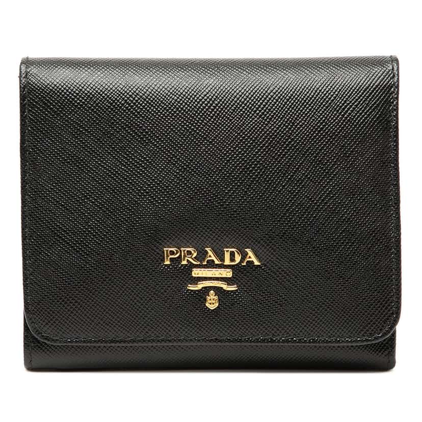 Prada Saffiano Trifold Wallet Black Leather Very good condition - Front View