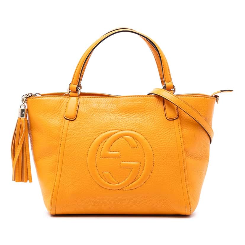 Gucci Small Calfskin Soho Cellarius Satchel Yellow Leather Very good condition - Front View