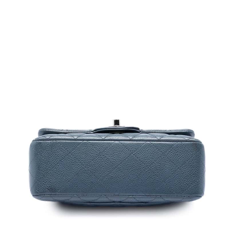 Chanel Mini Rectangular Classic Caviar Single Flap Blue Leather Very good condition - Inside View