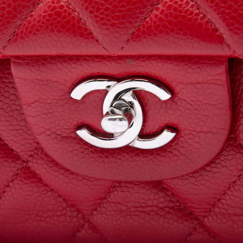 Chanel Jumbo Classic Caviar Double Flap Red Leather Very good condition - Box View