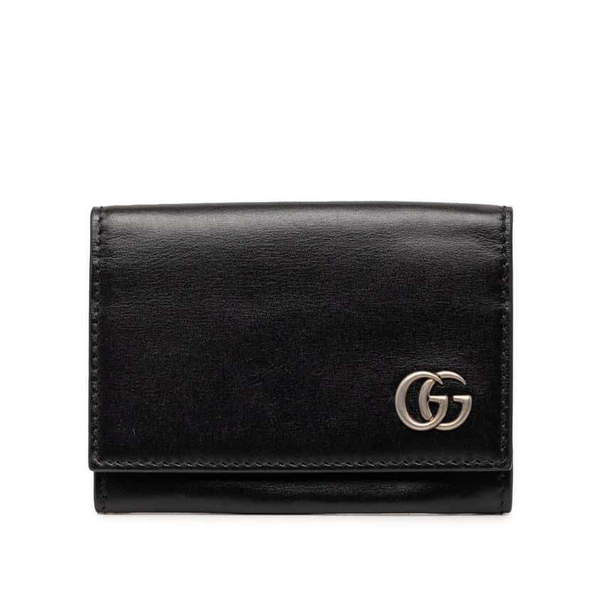 Gucci GG Marmont Calfskin Card Case Black Leather Very good condition - Front View
