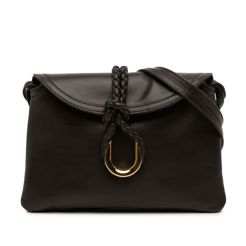 Bottega Veneta Baby Calfskin Liberta Crossbody Brown Leather Very good condition - Front View