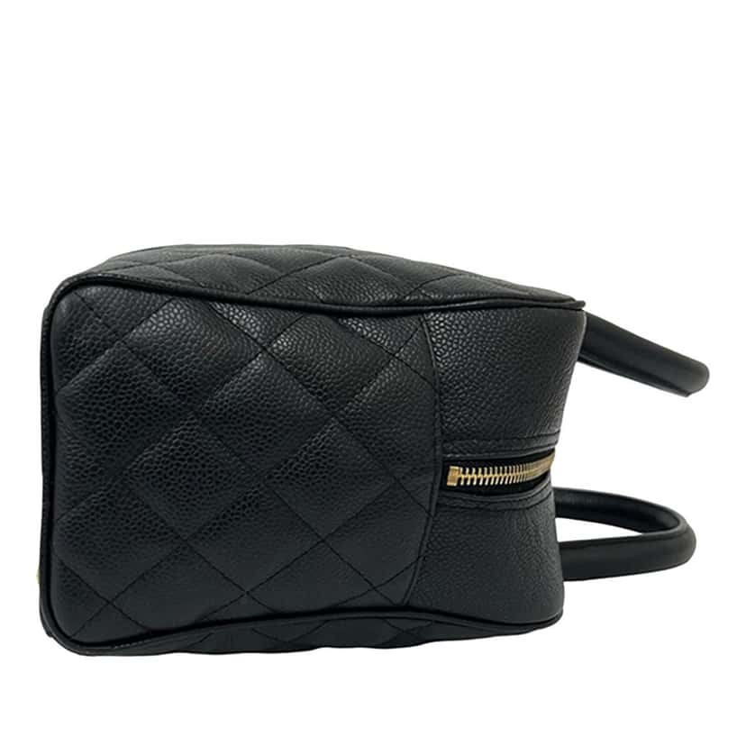 Chanel Large CC Quilted Caviar Bowler Bag Black Leather Very good condition - Inside View