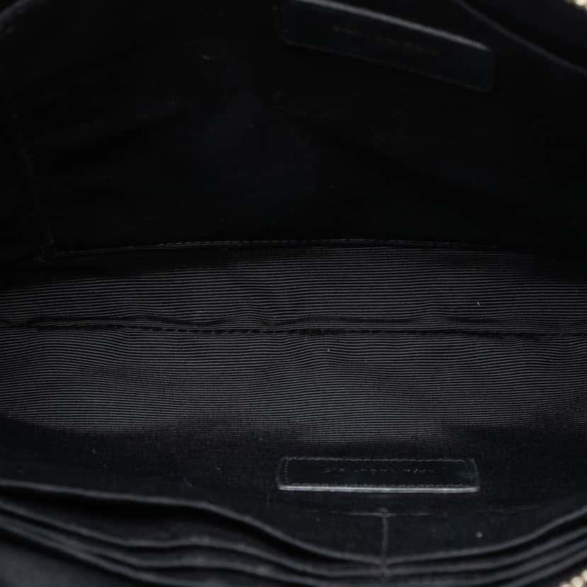 Saint Laurent Chevron Calfskin Monogram Zip A4 Pouch Black Leather Very good condition - Model View