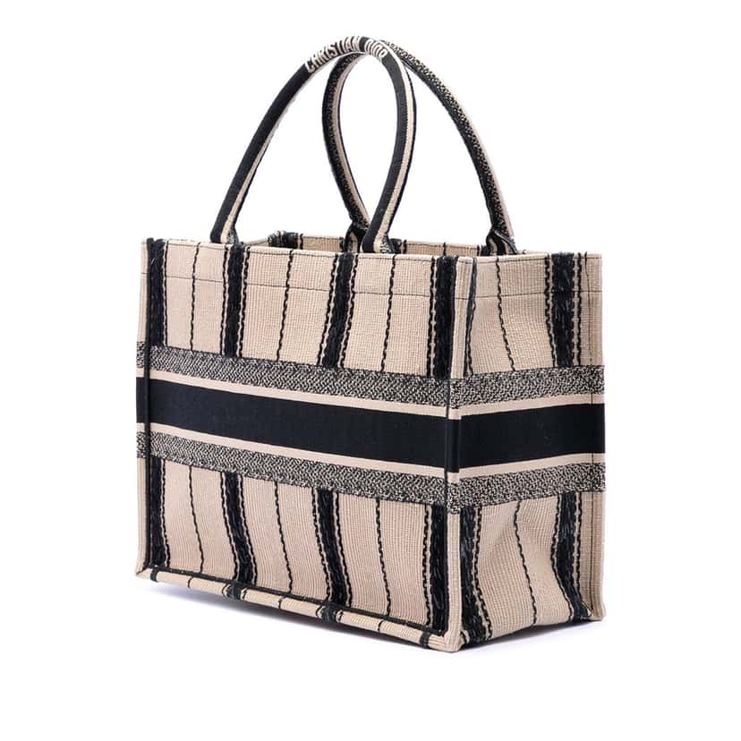 Dior Medium Embroidered Canvas Bayadere Book Tote Beige Very good condition - Back View
