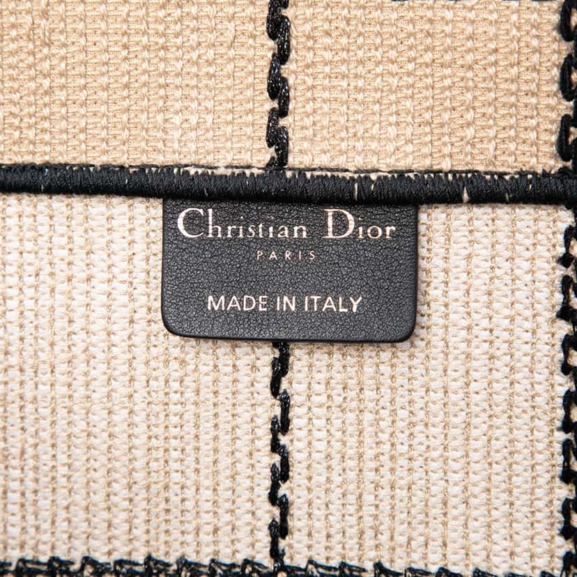 Dior Medium Embroidered Canvas Bayadere Book Tote Beige Very good condition - Box View
