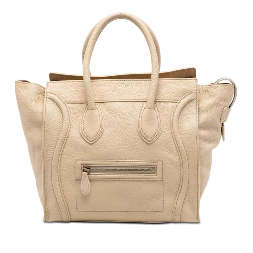 Celine Mini Leather Luggage Tote Beige Leather Very good condition - Front View