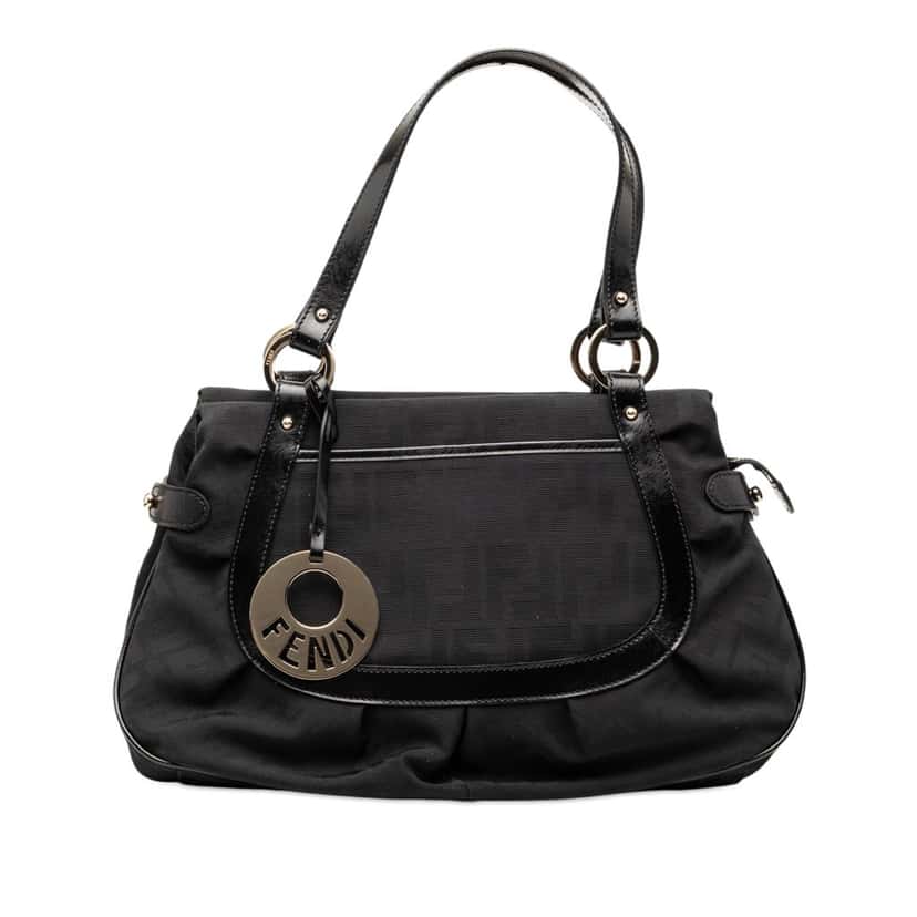 Fendi Zucca Canvas Chef Shoulder Bag Black Very good condition - Front View