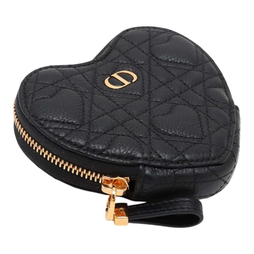 Dior DiorAmour Calfskin Cannage Caro Heart Pouch With Chain Black Leather Very good condition - Inside View