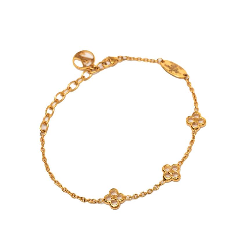 Louis Vuitton Gold Plated Monogram Flower Bracelet Gold Metal Very good condition - Back View