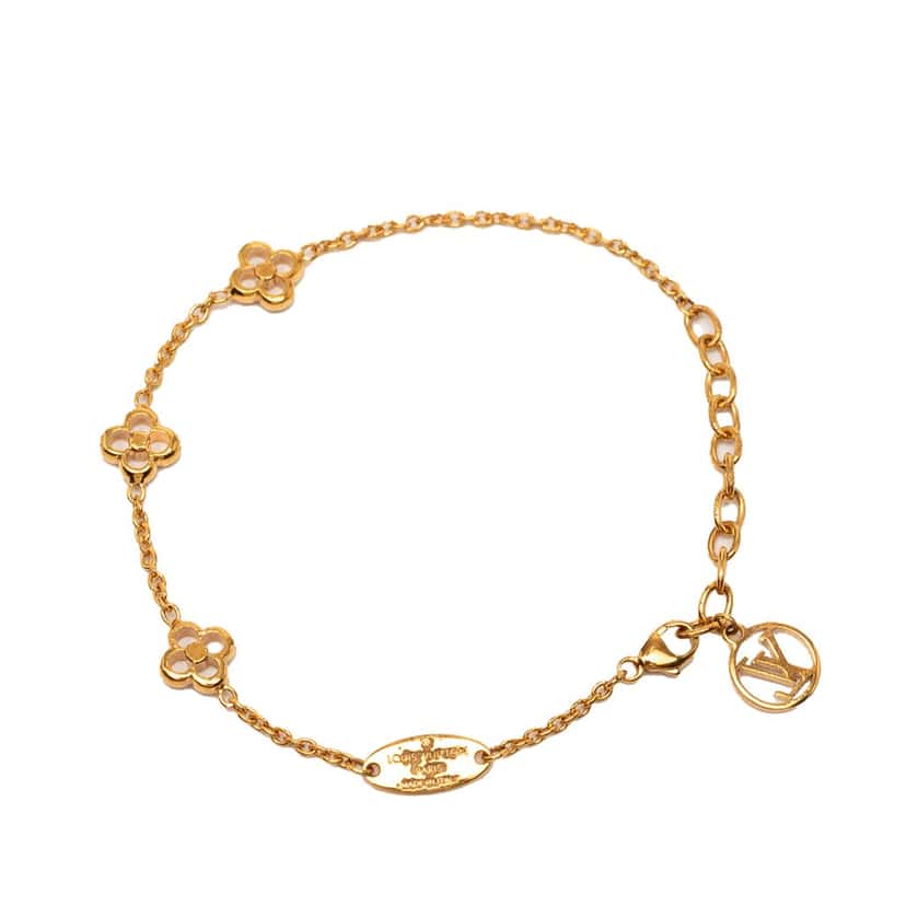 Louis Vuitton Gold Plated Monogram Flower Bracelet Gold Metal Very good condition - Inside View