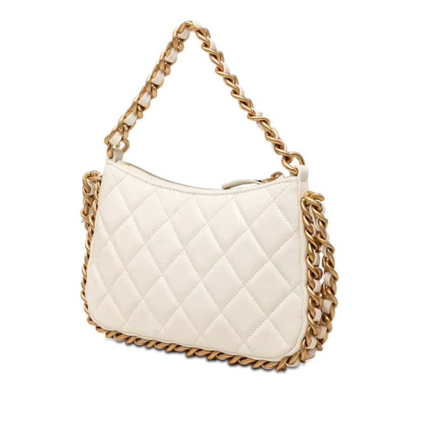 Chanel CC Quilted Lambskin Trendy Chain Around Hobo White Leather Very good condition - Back View