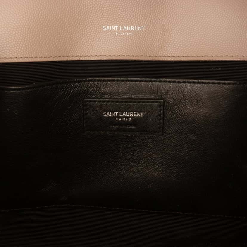 Saint Laurent Medium Grain De Poudre Triquilt Monogram Envelope Bag Brown Leather Very good condition - Box View