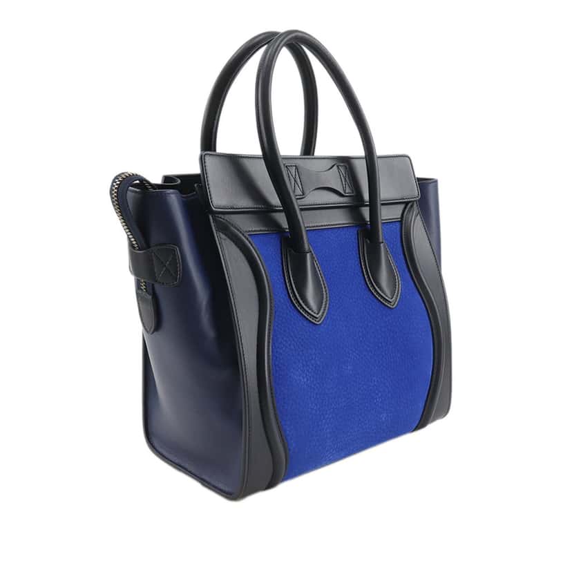 Celine Micro Tricolor Nubuck and Calfskin Luggage Tote Blue Leather Very good condition - Inside View