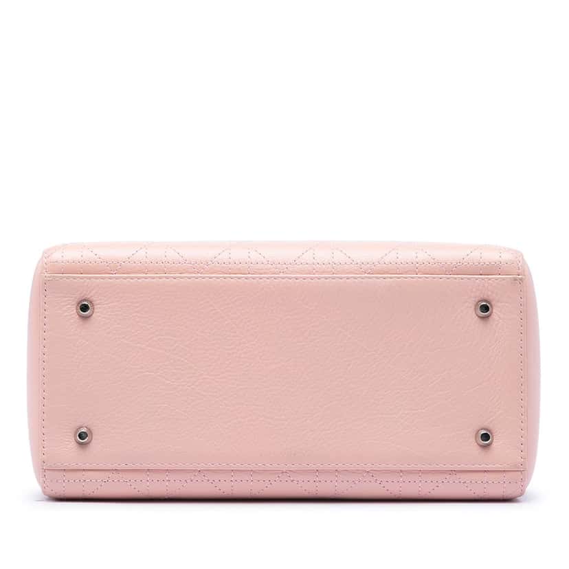 Dior Medium Calfskin Cannage Stitched Lady Dior Pink Leather Very good condition - Inside View