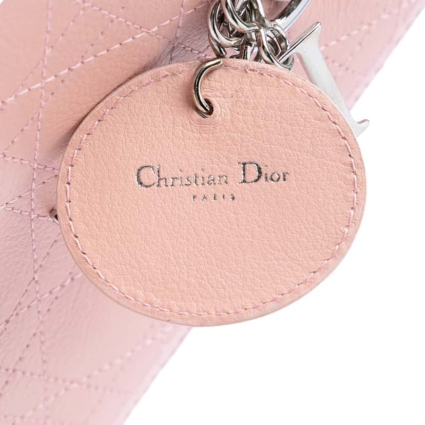 Dior Medium Calfskin Cannage Stitched Lady Dior Pink Leather Very good condition - Box View
