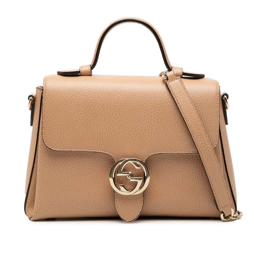 Gucci Small Dollar Calf Interlocking G Satchel Brown Leather Very good condition - Front View