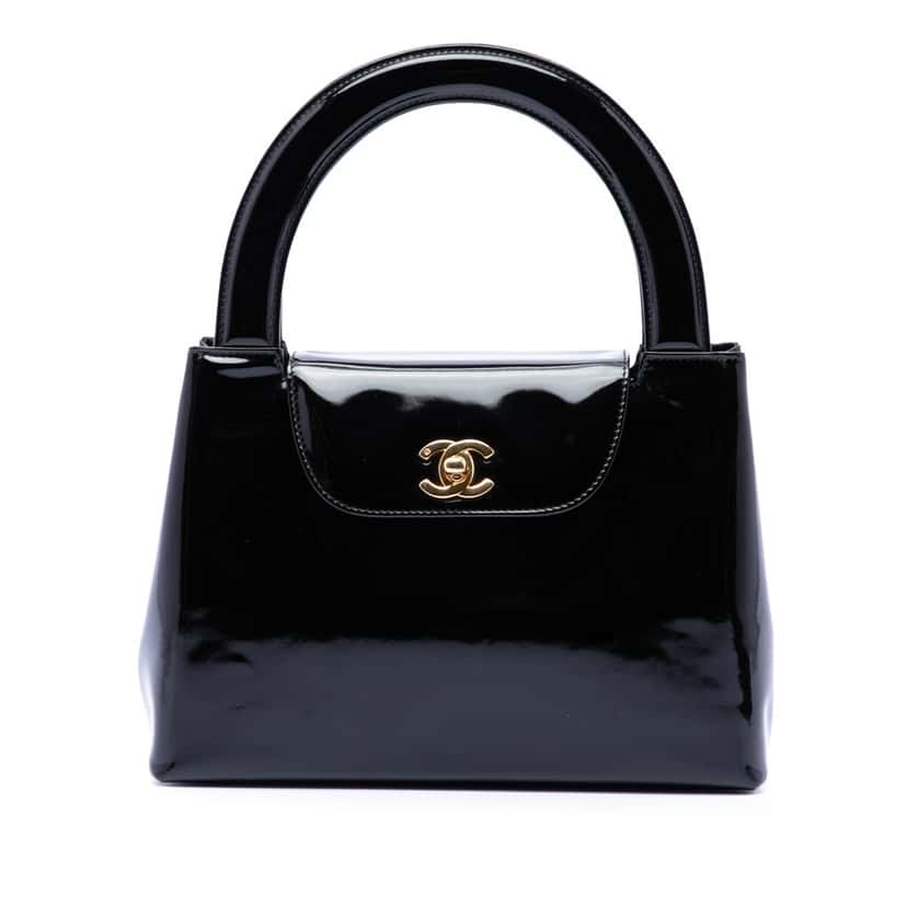 Chanel Patent Kelly Top Handle Flap Black Leather Very good condition - Front View