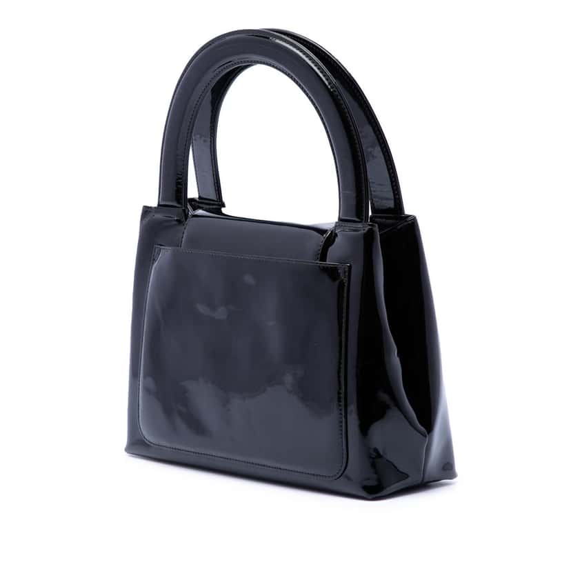 Chanel Patent Kelly Top Handle Flap Black Leather Very good condition - Back View